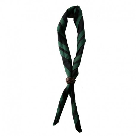 Foulard Noir - 2 liserés Vert foncé